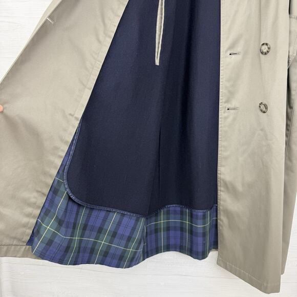 Vtg Chaps Ralph Lauren Men Size 40R Double Breasted Trench Coat Wool Lined Khaki - Picture 9 of 16